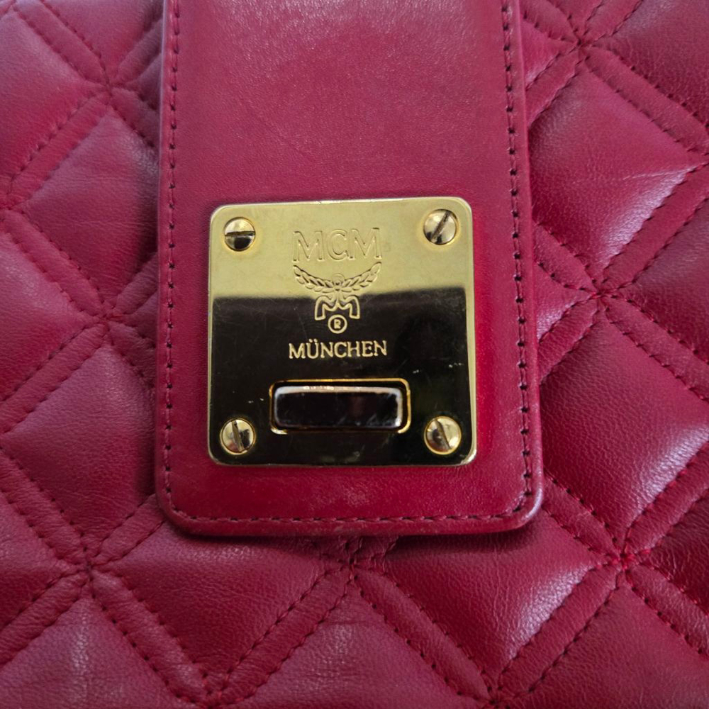 Women's MCM Red Quilted Leather Shoulder / Handbag with COA - Picture 2 of 15